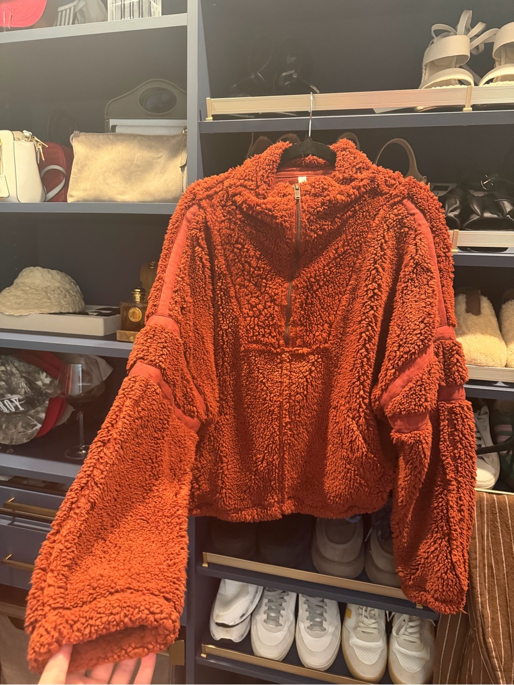 FP Movement by Free People Burnt Orange Teddy Half-Zip Jacket